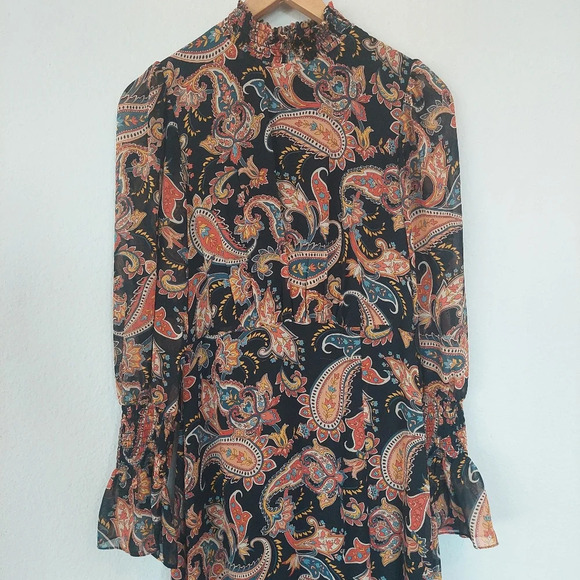 Julia Jordan Paisley Long Sleeve Midi Dress Size 2 - Picture 3 of 11